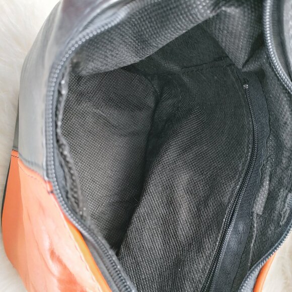 Custom Made Half Black and Half Orange Leather Mini Handbag - Picture 9 of 14